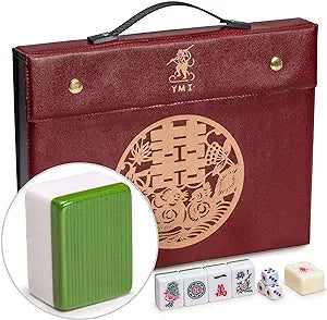 Yellow Mountain Imports Professional Chinese Mahjong Game Set, Double Happiness (Green) with 146 Medium Size Tiles - for Chinese Style Game Play